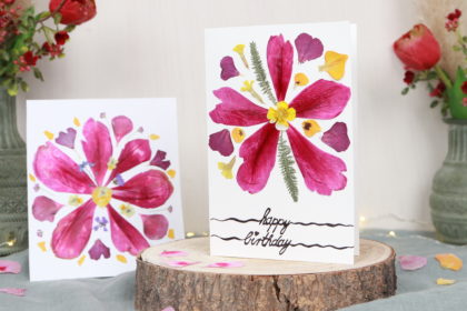 Geburtstagskarte mit gepressten Blumen selber machen
